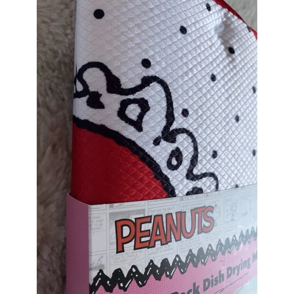 2 Pack Peanuts Snoopy‎ Valentines Heart Kitchen Dish Drying Mats 16” X 18” NEW